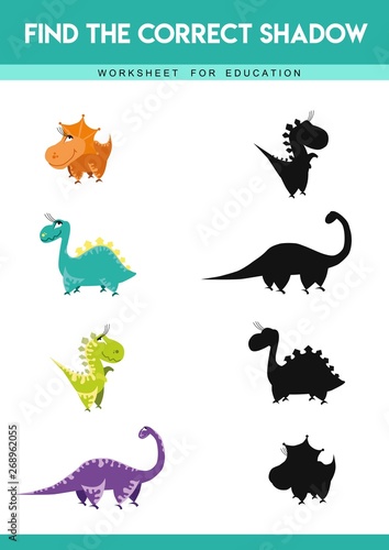 Find the correct shadow. Educational game for children. Cartoon vector illustration