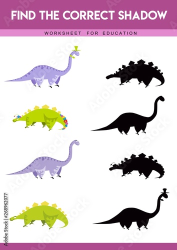 Find the correct shadow. Educational game for children. Cartoon vector illustration