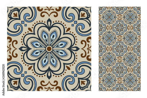 vintage tiles patterns antique seamless design in Vector illustration