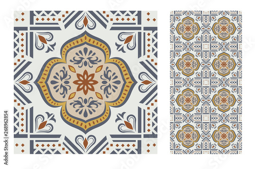 vintage tiles patterns antique seamless design in Vector illustration