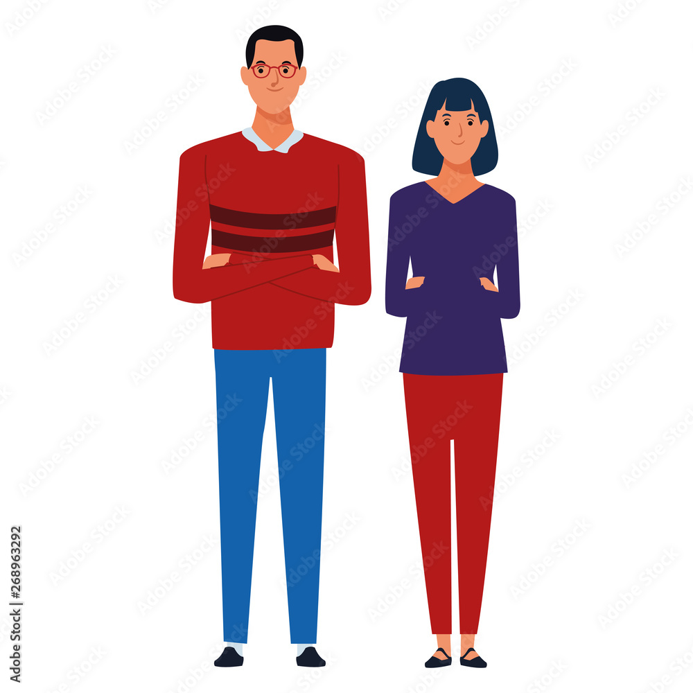 Fototapeta premium couple avatar cartoon character