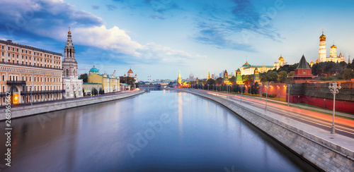 Moscow Kremlin at night  Russia with river