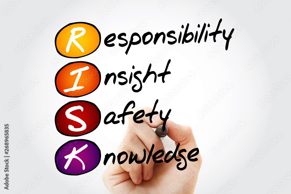 RISK - Responsibility Insight Safety Knowledge, acronym with marker,  business concept Stock Photo | Adobe Stock