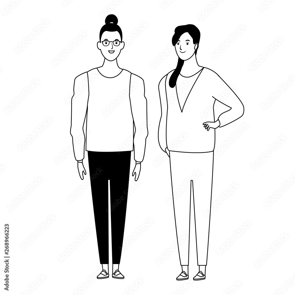 women avatar cartoon character in black and white women avatar cartoon character in black and white