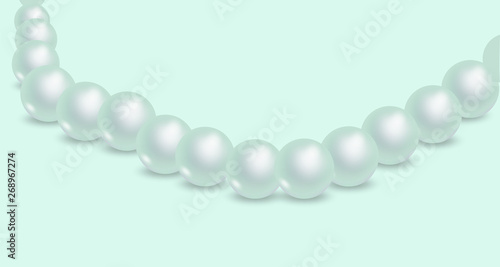 Shiny pearl necklace . Luxury beautiful jewellery background for wedding cosmetic theme, celebratory design.