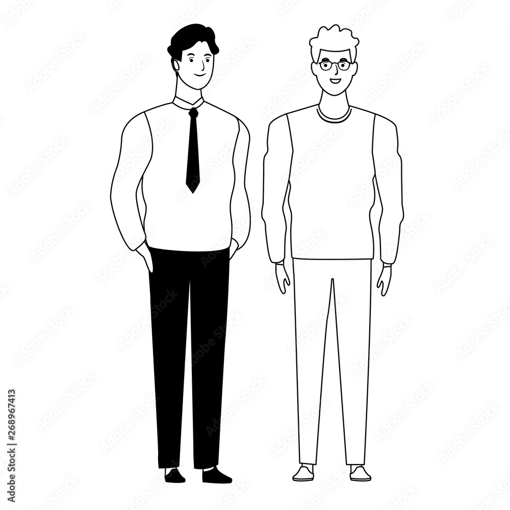 men avatar cartoon character in black and white men avatar cartoon character in black and white