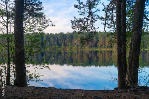 Landscape with the image of lake Seliger in Russia