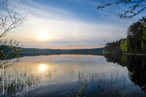 Landscape with the image of lake Seliger in Russia