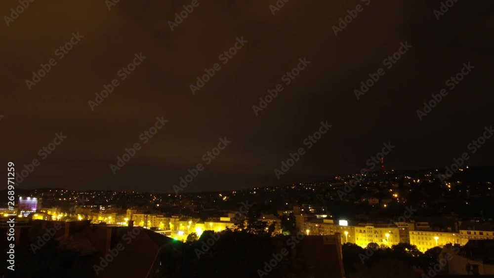 Time lapse of heavy thunderstorm is coming from the Buda Hills in Budapest at night. Time lapse of heavy thunderstorm is coming from the Buda Hills in Budapest at night.