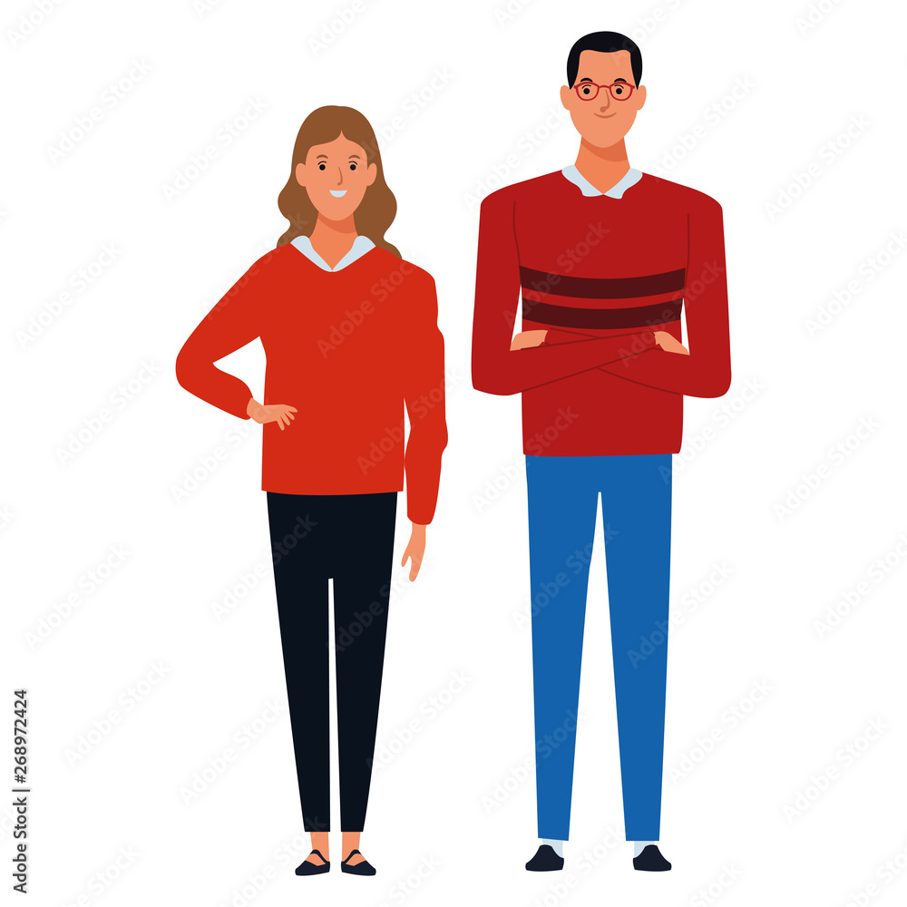 Fototapeta premium couple avatar cartoon character