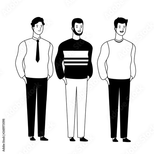 men avatar cartoon character in black and white
