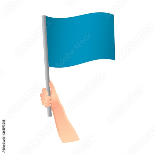 blue flag in hand icon