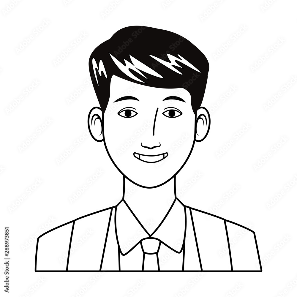 businessman avatar cartoon character black and white