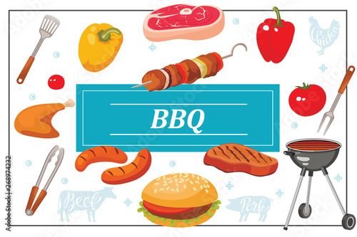 Flat Bbq Party Colorful Template