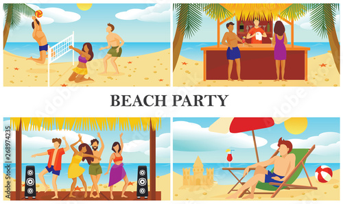 Flat Summer Beach Vacation Composition