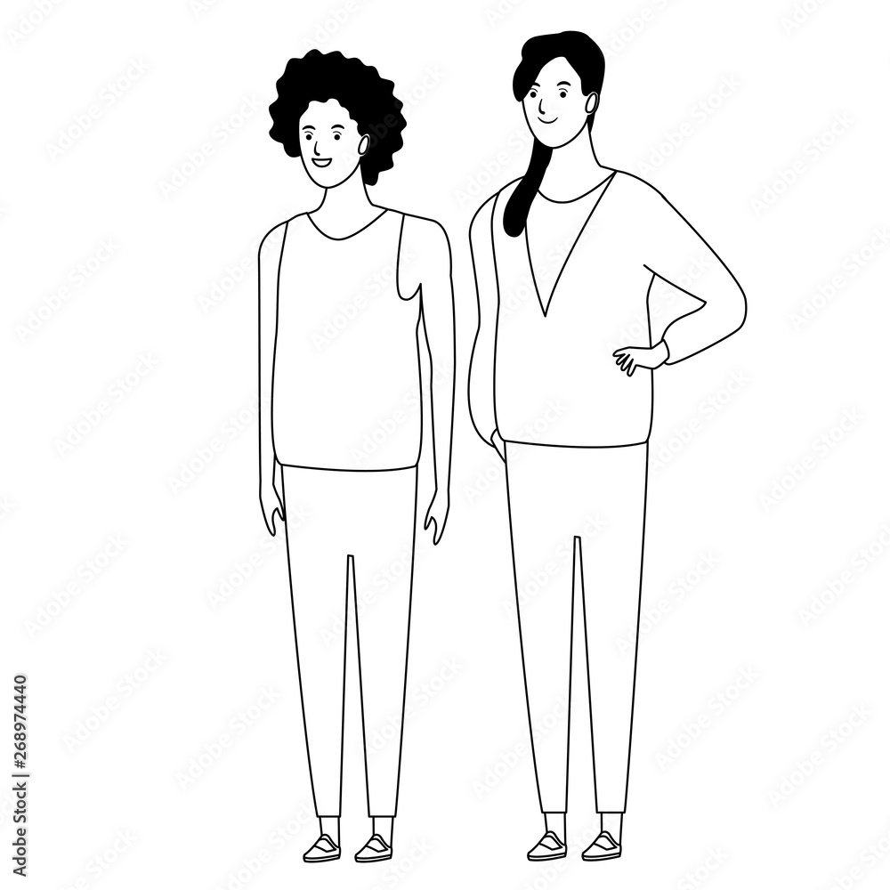 women avatar cartoon character in black and white women avatar cartoon character in black and white