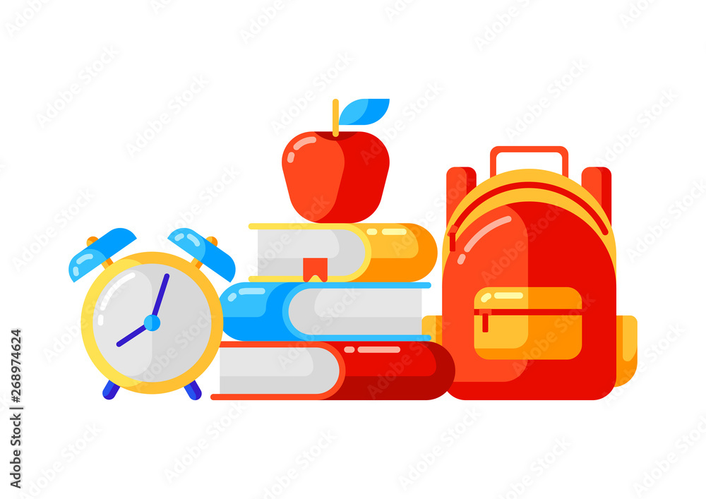 Obraz premium School background with education icons and symbols.