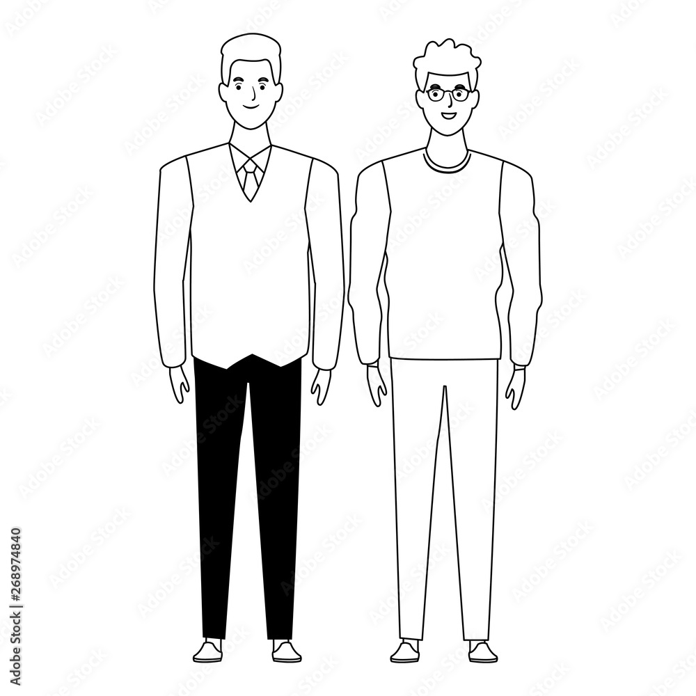men avatar cartoon character in black and white men avatar cartoon character in black and white