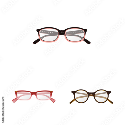 Isolated object of glasses and frame symbol. Collection of glasses and accessory vector icon for stock.