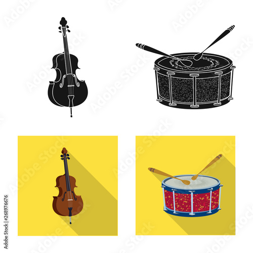 Vector design of music and tune sign. Set of music and tool stock vector illustration.