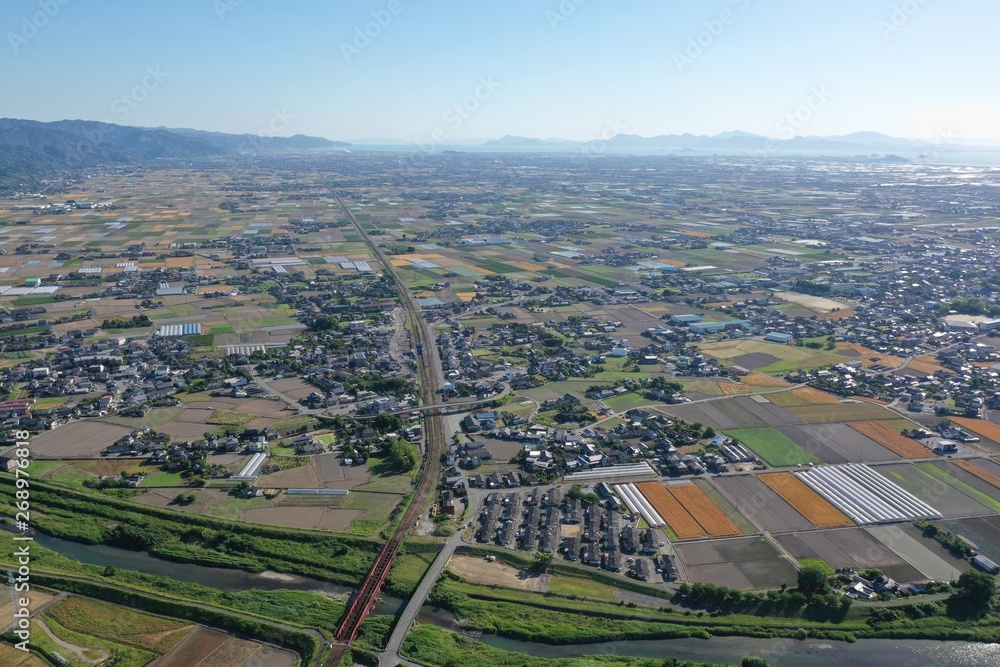  Japanese rural landscape shot from the sky