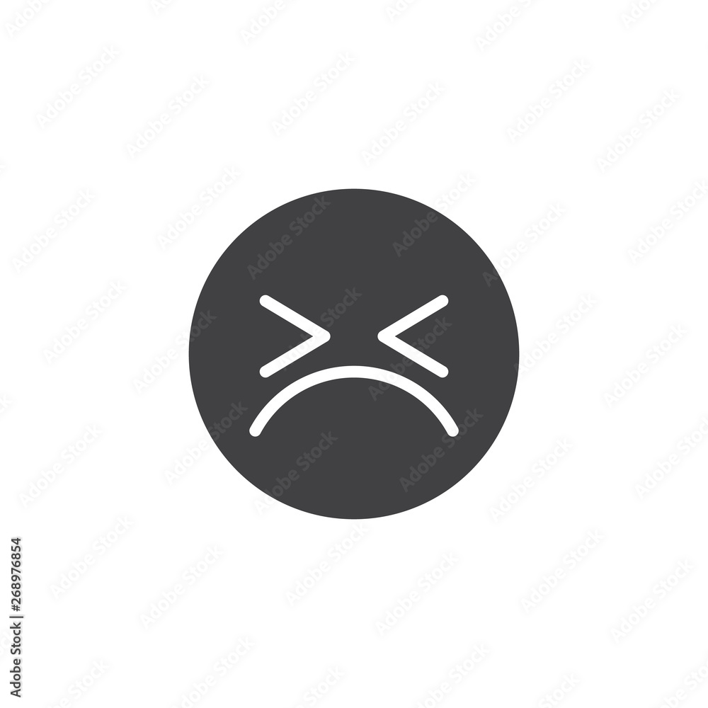Persevering Face emoji vector icon. filled flat sign for mobile concept and web design. Angry face emoticon glyph icon. Symbol, logo illustration. Vector graphics Persevering Face emoji vector icon. filled flat sign for mobile concept and web design. Angry face emoticon glyph icon. Symbol, logo illustration. Vector graphics