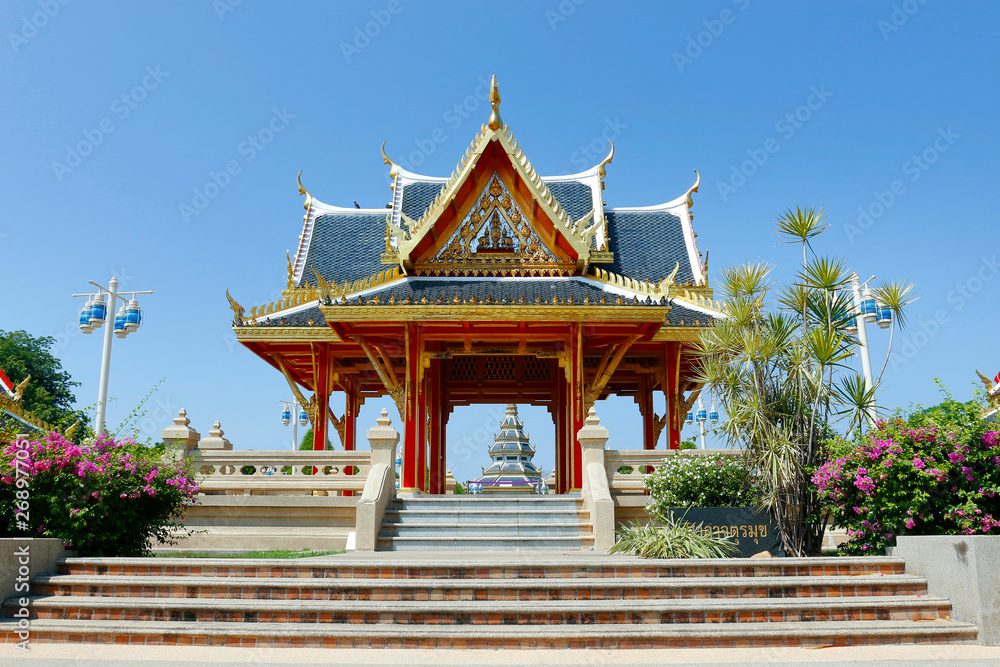 Buddhist temple in Thailand with traditional architecture