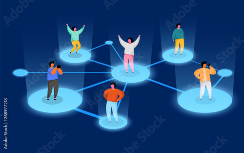 Connecting people. Social network concept. Refer a friend program.