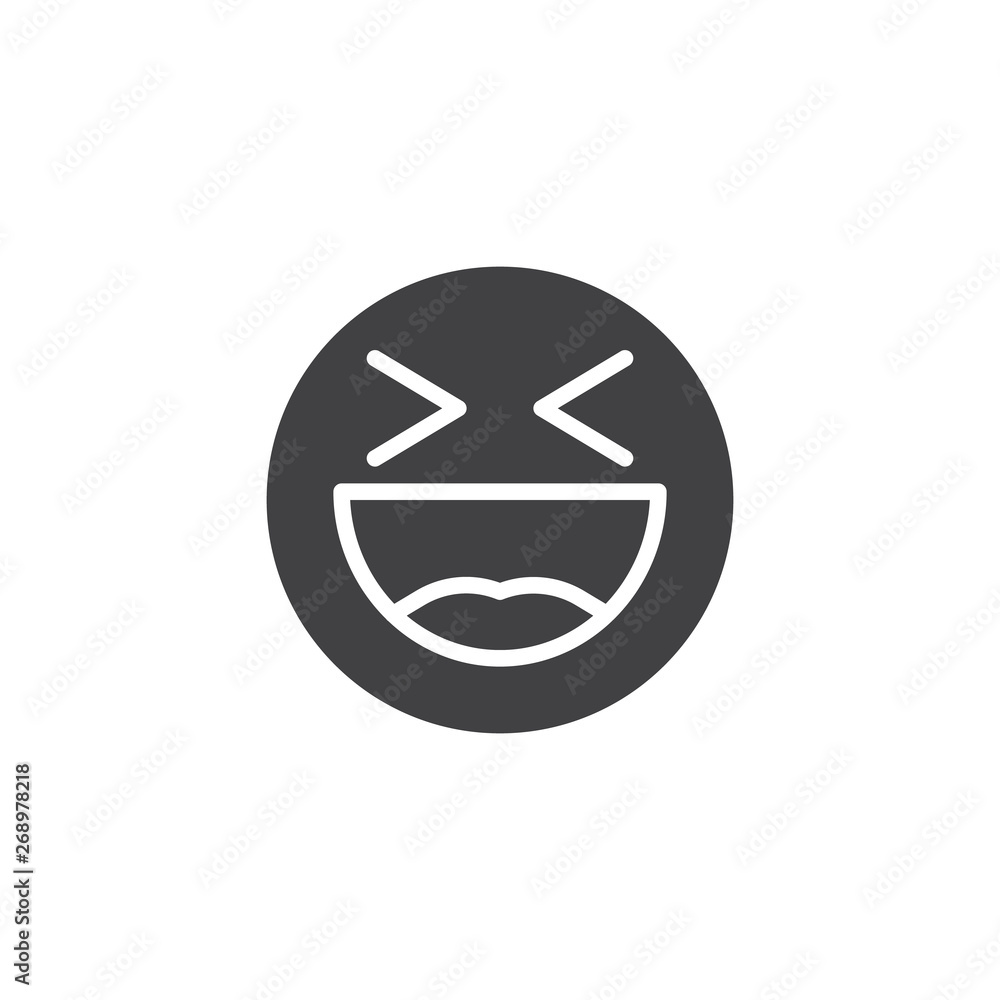 Laughing face emoji vector icon. Happy smiley filled flat sign for mobile concept and web design. Smiling Face With Open Mouth emoticon glyph icon. Symbol, logo illustration. Vector graphics Laughing face emoji vector icon. Happy smiley filled flat sign for mobile concept and web design. Smiling Face With Open Mouth emoticon glyph icon. Symbol, logo illustration. Vector graphics