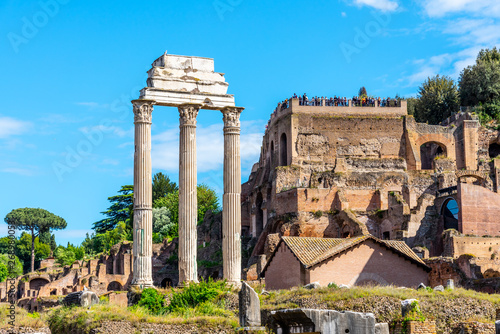 Temple of Castor and Pollux, Italian: Tempio dei Dioscuri. Ancient ruins of Roman Forum, Rome, Italy