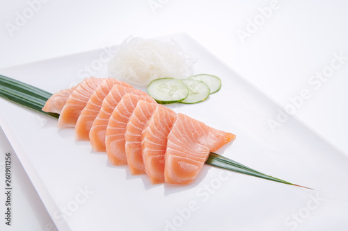 japanese food. sushi with seafood on white background