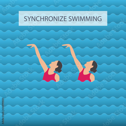 Woman athlete on the performance of synchronized swimming