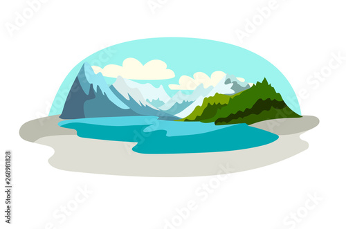 Altai republic icon vector illustration. Travel to Russia concept art cartoon style. Isolated on a white background