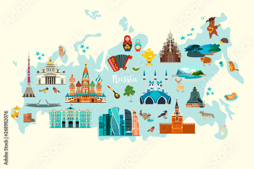 Canvas Print Russia vector map, colorfull illustration
