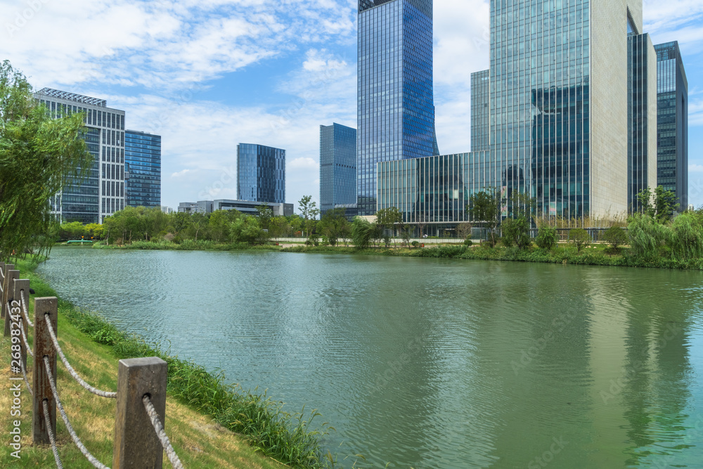 modern city waterfront downtown skyline,China. modern city waterfront downtown skyline,China.