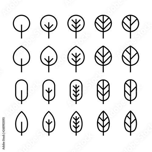 Set of minimal leaf line icon.