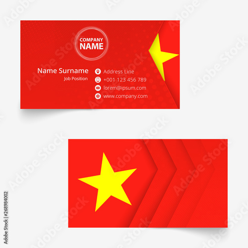 Vietnam Flag Business Card, standard size (90x50 mm) business card template.