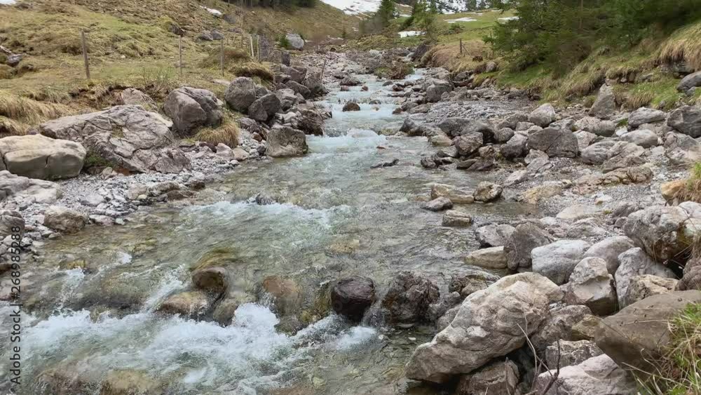 wild Mountain river with flowing water in the spring 4K 60fps ungraded wild Mountain river with flowing water in the spring 4K 60fps ungraded