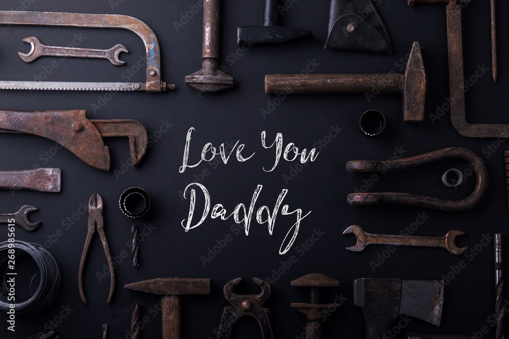 Fathers day greeting card concept. Flat lay. Fathers day greeting card concept. Flat lay.
