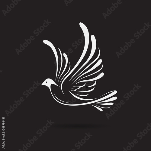 Vector of birds(Dove) design on a black background,. Wild Animals. Bird logo or icon. Easy editable layered vector illustration.