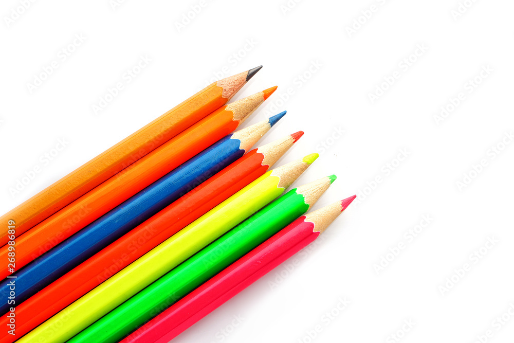 Colouring pensil isolated on white background.