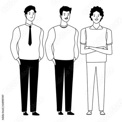 men avatar cartoon character in black and white