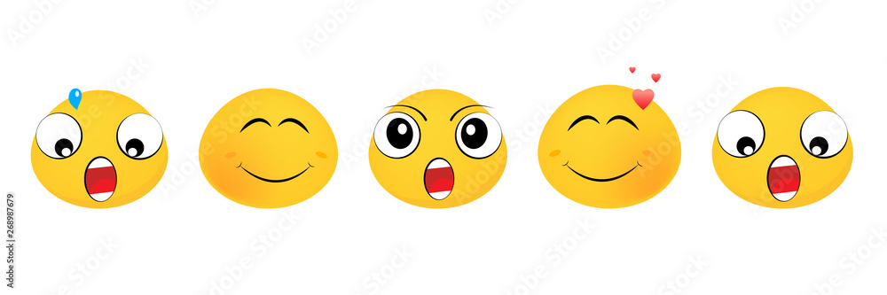Emoji set of flat design. Vector illustrations. Emoticons emoticons Emoji set of flat design. Vector illustrations. Emoticons emoticons