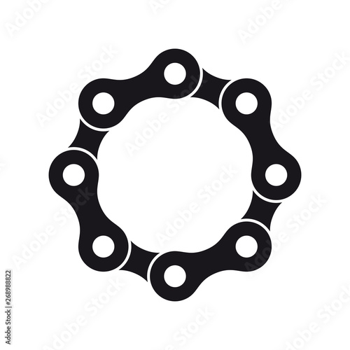 Vector black circle created from bike chain. Isolated on white background.