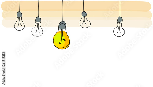 Bright idea concept with light bulb. Flat style vector illustration.