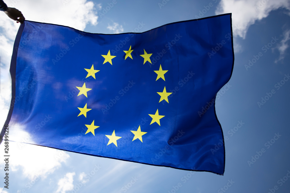 The flag of Europe waving in the wind The flag of Europe waving in the wind