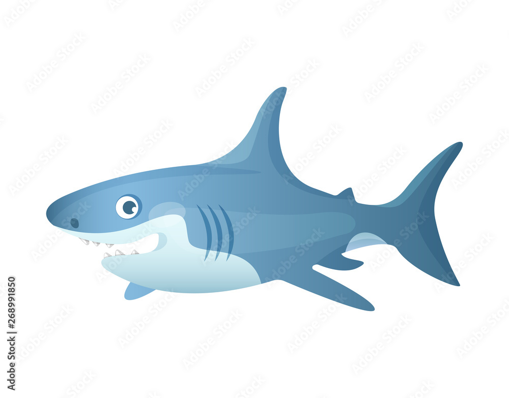 Fototapeta premium Aquarium cartoon shark ocean sea animals for games