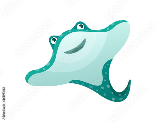 Tela Aquarium cartoon stingray ocean sea animals for games.