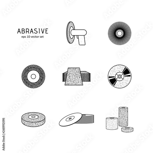 Set - Grinding, polishing. Vector icon on white background.