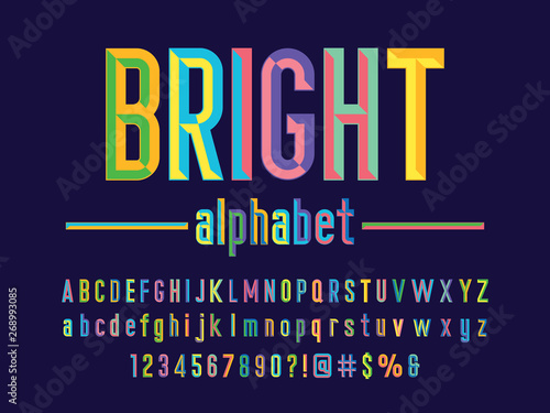 Chisel style alphabet design with uppercase, lowercase, number and symbols